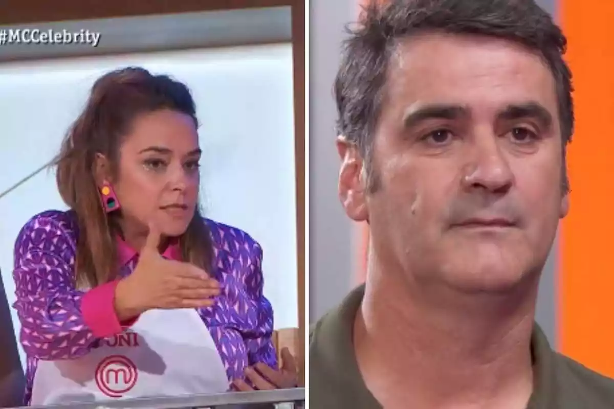 Muntatge amb captures de 'MasterChef' amb Toñi Moreno amb la mà alçada i Jesulín de Ubrique enfadats