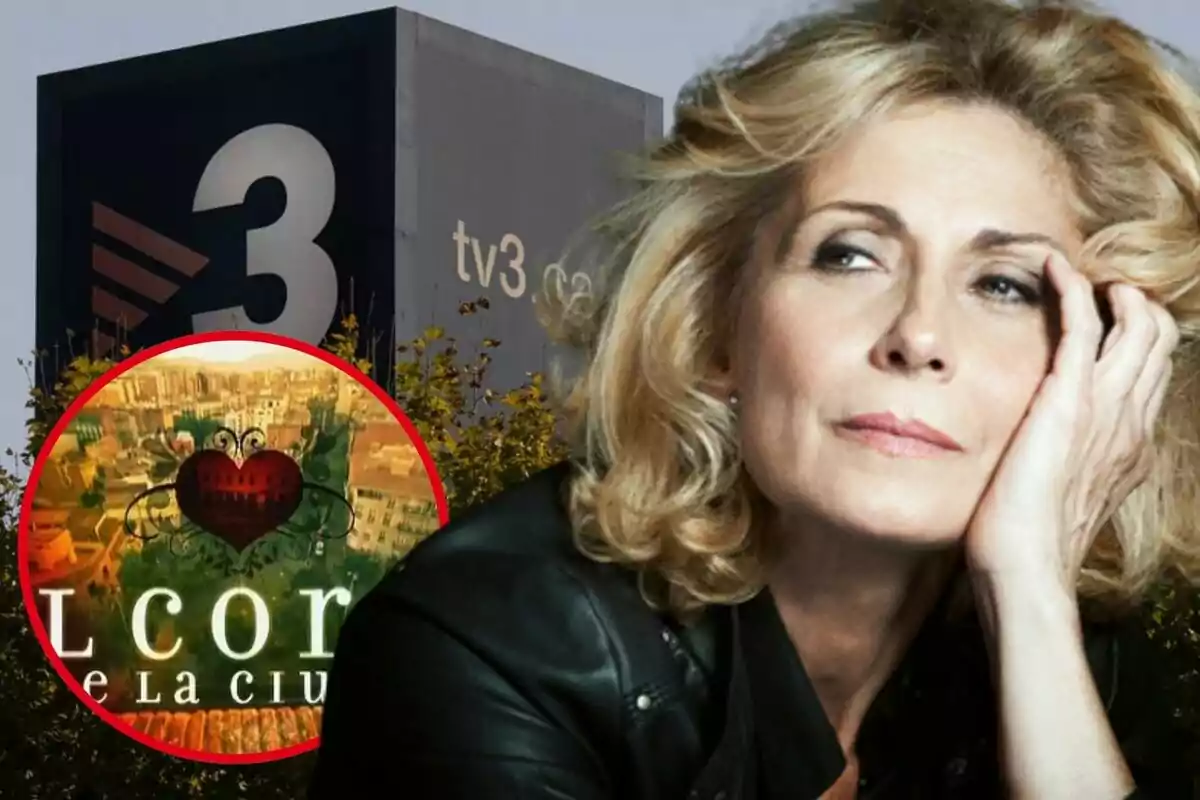 Montse Guallar apareix en primer pla, mentre que al fons es veu el logotip de TV3 i un cartell de la sèrie "El cor de la ciutat".