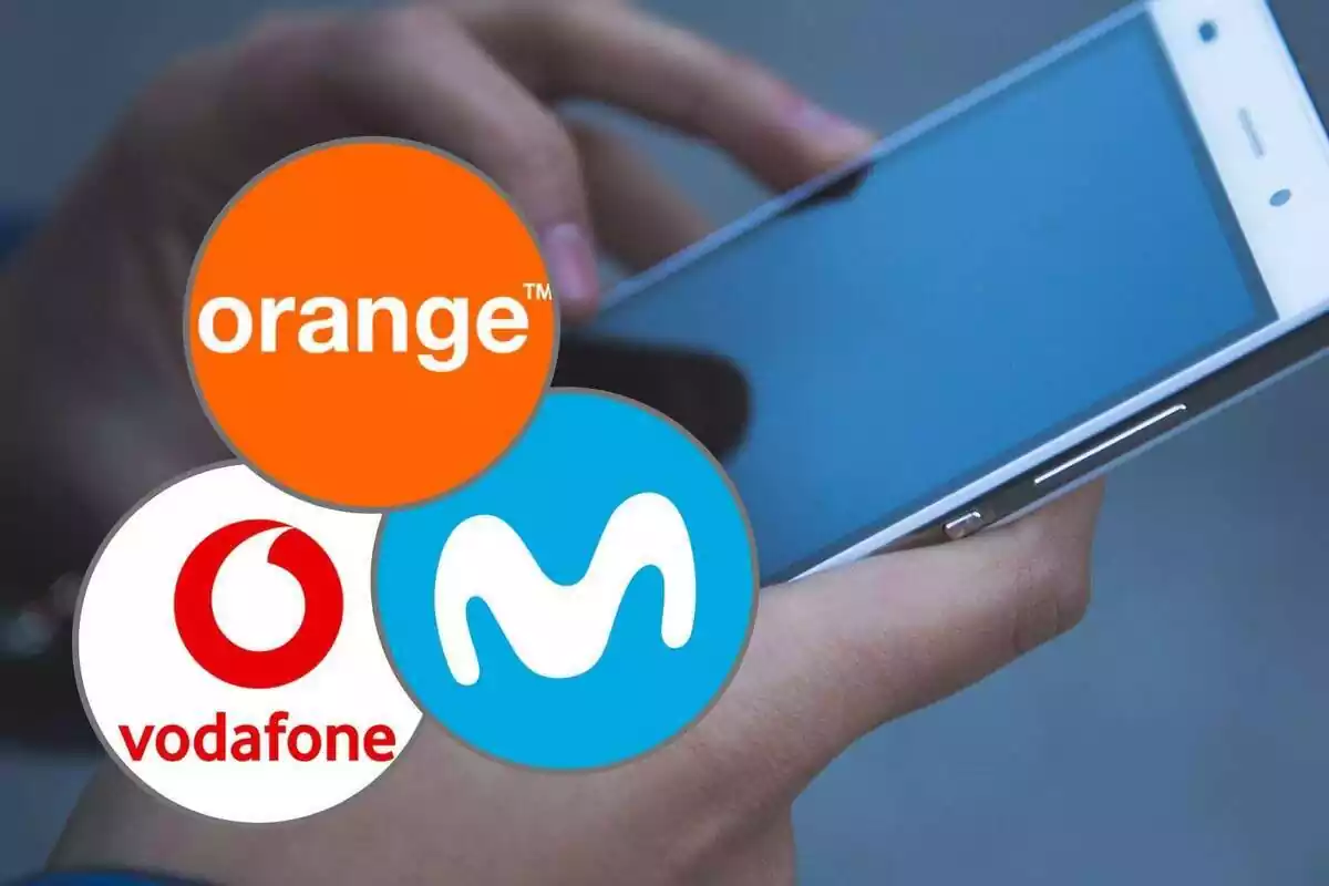 Muntatge amb els logos d'Orange, Movistar i Vodafone