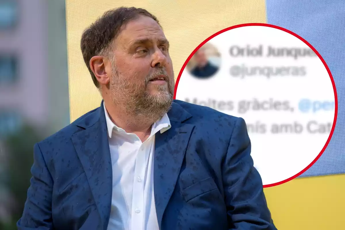 Muntatge d'Oriol Junqueras i un tuit seu