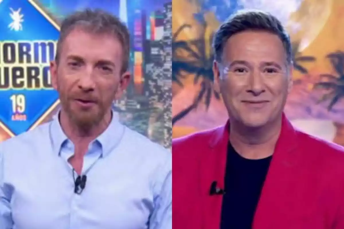 Muntatge de Pablo Motos a El Hormiguero a l'esquerra amb Carlos Latre a Babylon Show a la dreta