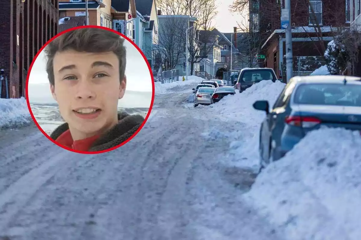 Muntatge d´un paisatge nevat i la fotografia de Jorge Rey