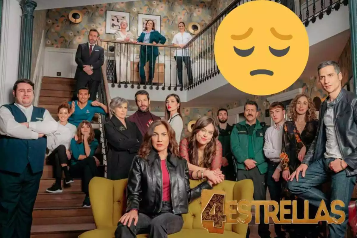 Muntatge amb els personatges de '4 estrellas', el logo de la sèrie i un emoji trist