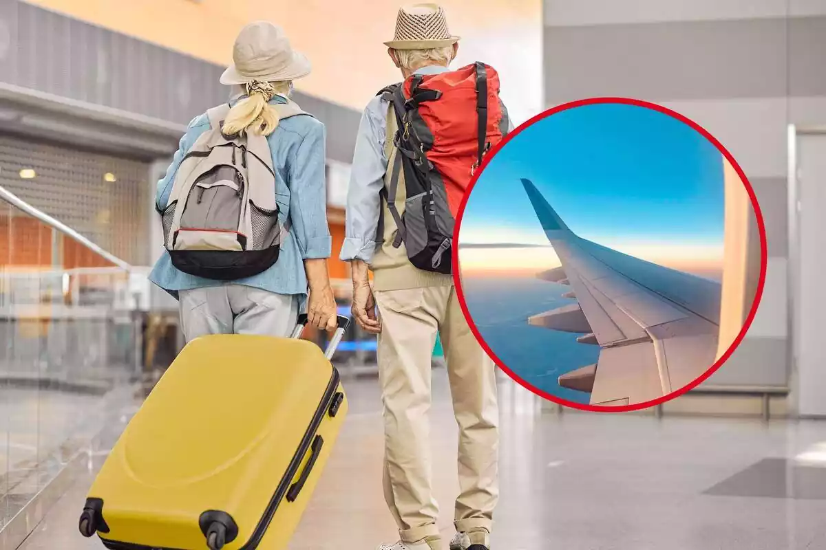 Muntatge de dos avis en un aeroport i una rodona amb un avió