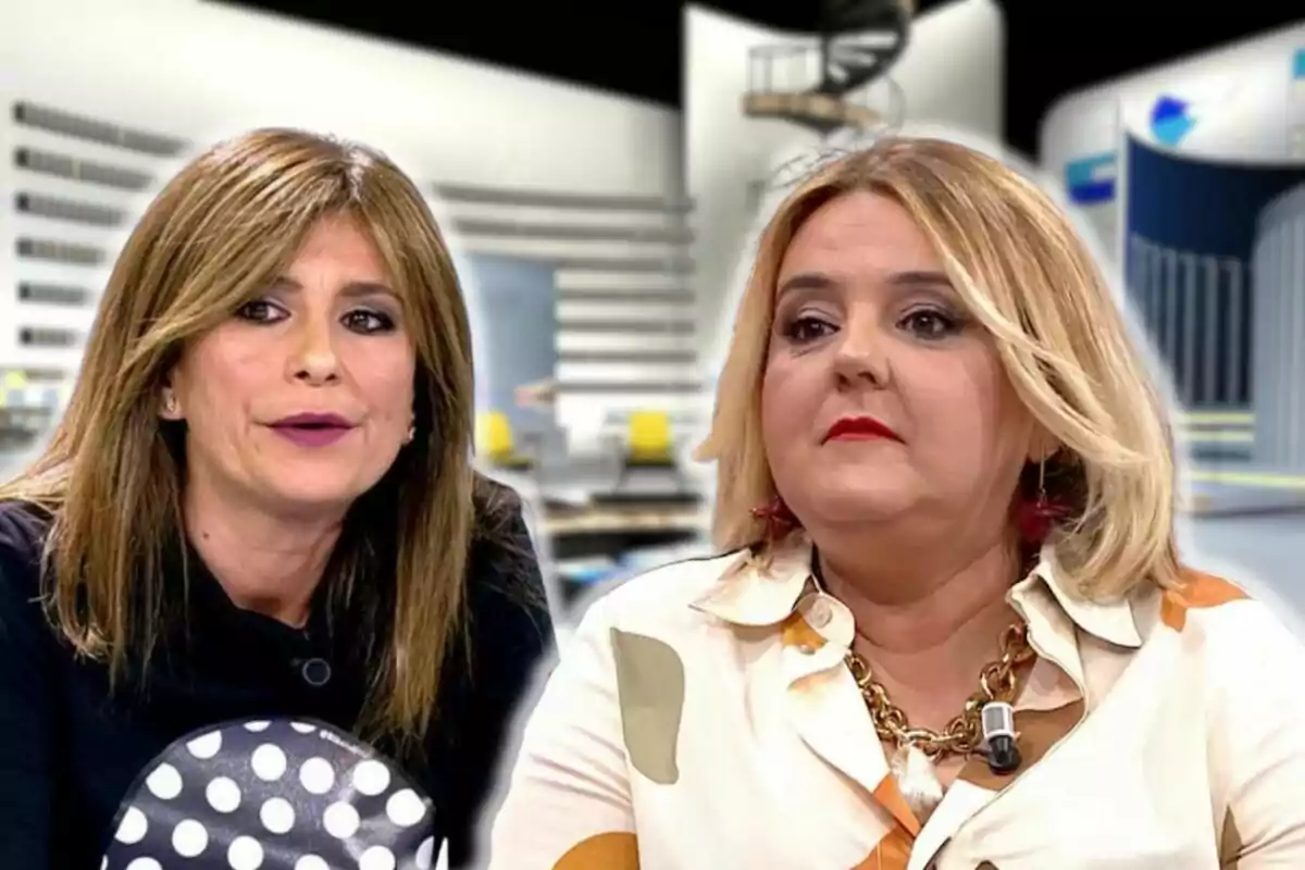 Gema López y Pilar Vidal en un estudi de televisió, una amb cabell castany i l'altra amb cabell ros, totes dues mirant cap endavant.