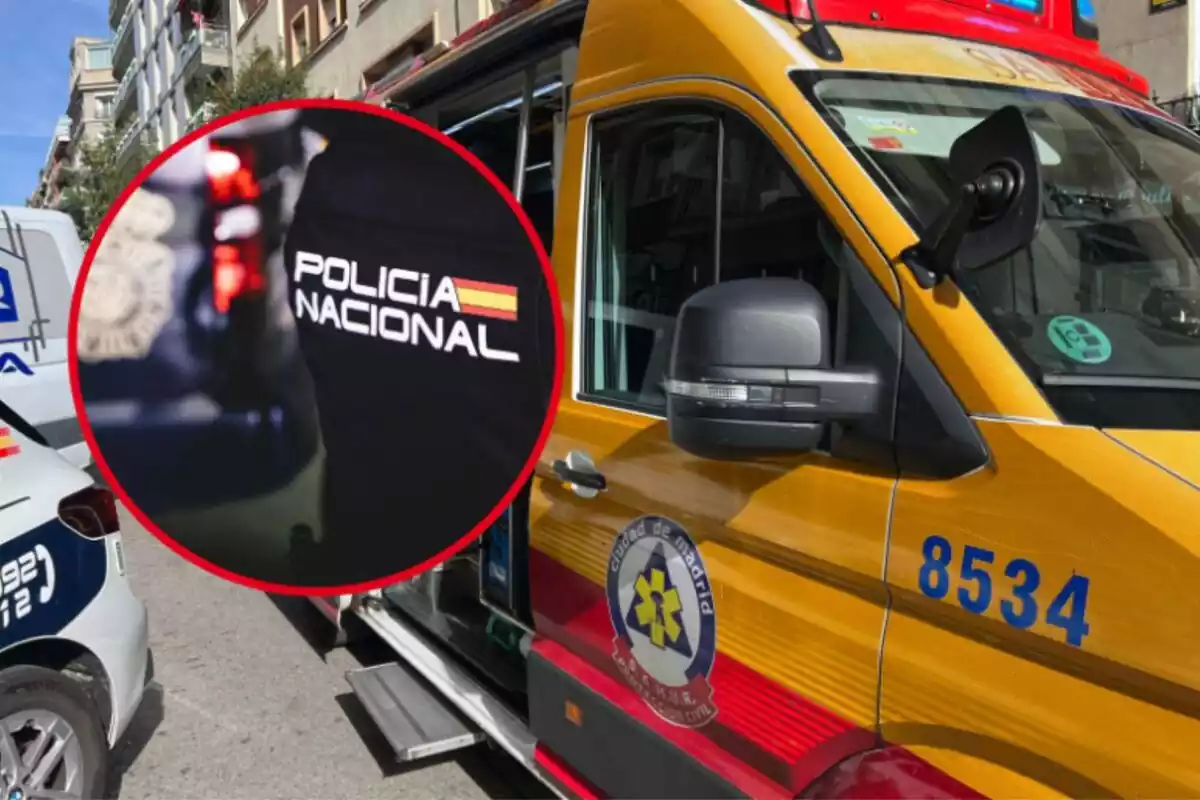 Muntatge amb la Policia Nacional i una ambulància del Samur de Madrid