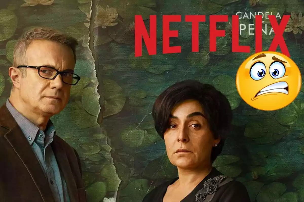 Muntatge amb la portada d''El caso Asunta' amb el logotip de Netflix i un emoji espantat