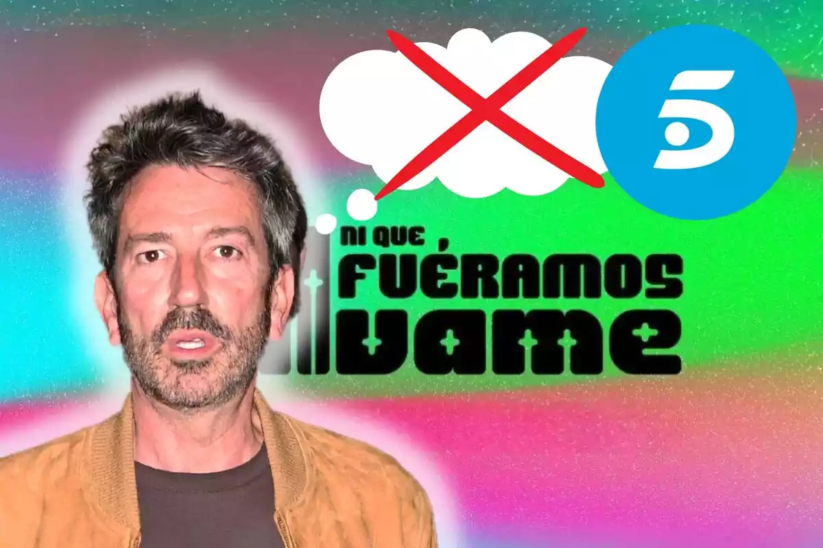 Muntatge amb la portada de 'Ni que fóssim Sálvame', David Valldeperas sorprès amb una caçadora marró, un pensament amb una creu vermella a sobre i el logotip de Telecinco