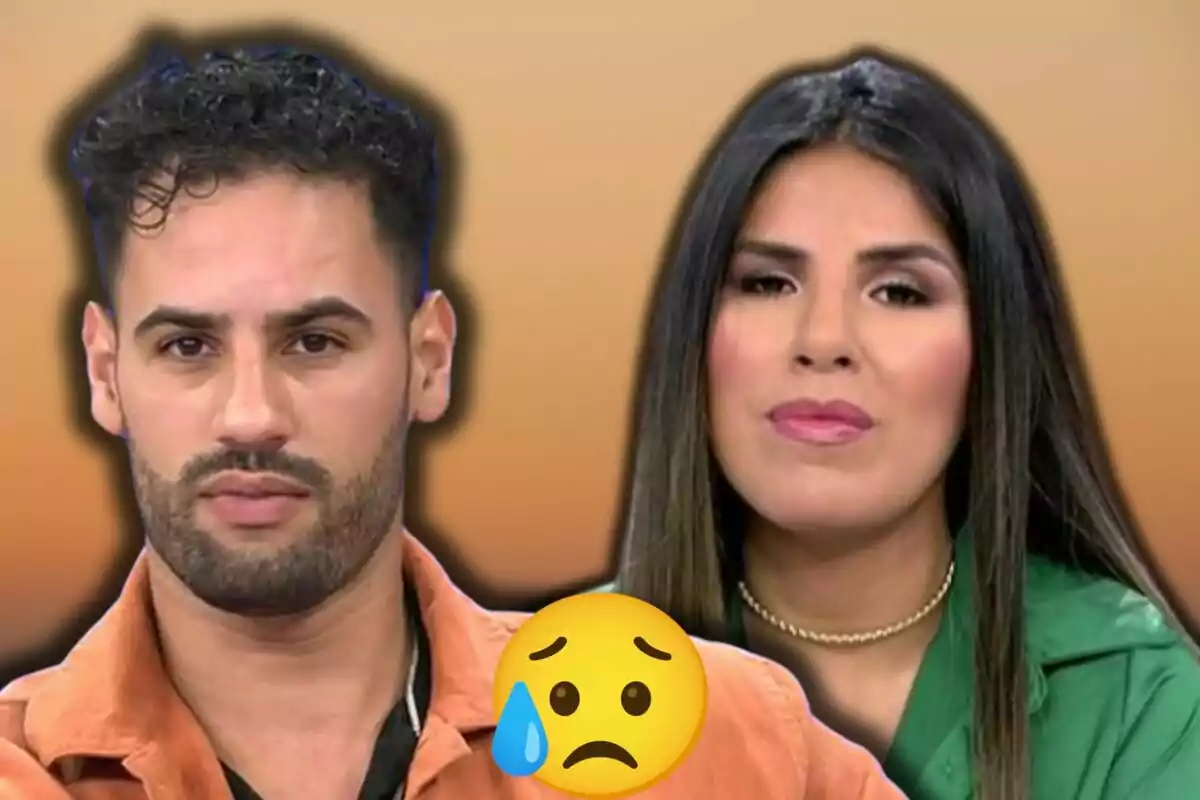Asraf Beno i Isa Pantoja amb expressions serioses i un emoji de cara trista amb una gota de suor.
