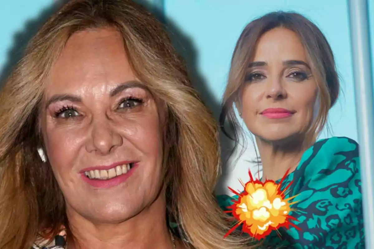 Belén Rodríguez i Carmen Alcayde apareixen a la imatge, una en primer pla somrient i l’altra al fons amb expressió seriosa, al costat d’un dibuix d’explosió.