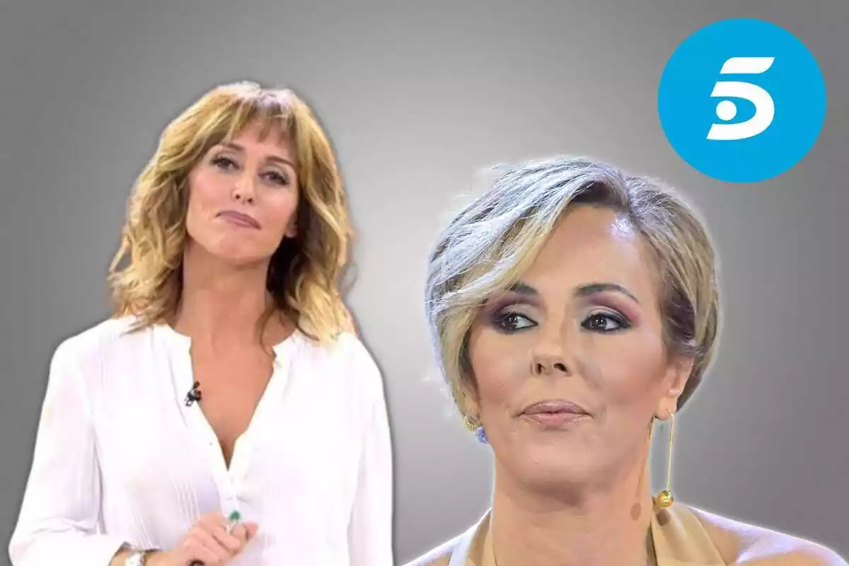 Muntatge fotos primer pla d'Emma Gacía i Rocio Carrasco amb el logotip de Telecinco