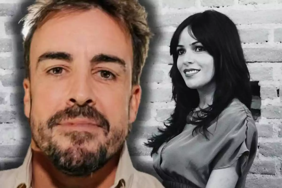 Fernando Alonso i Raquel del Rosario posen davant d'un fons de maons, una en primer pla i l'altra en segon pla.