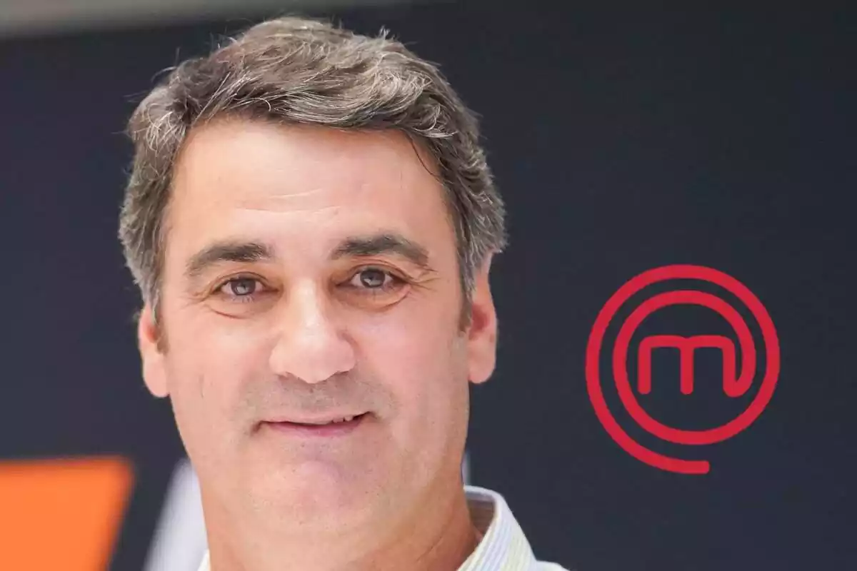 Muntatge primer pla Jesulín de Ubrique amb rostre somrient amb el logotip de 'Masterchef'