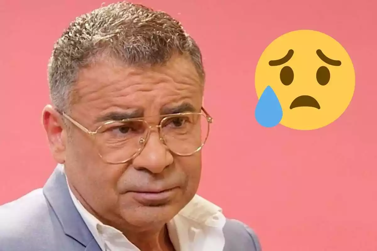 Muntatge d'un primer pla de Jorge Javier Vázquez seriós i un emoji trist