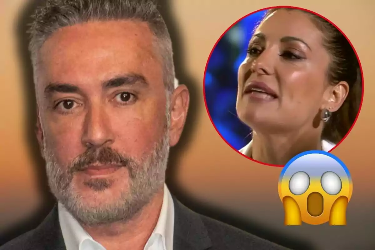 Kiko Hernández en primer pla, amb Nagore Robles en un cercle vermell a la cantonada superior dreta i un emoji de sorpresa a la part inferior.
