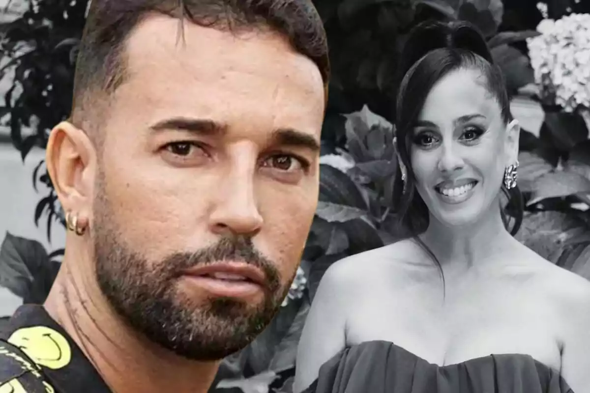 Omar Sánchez con barba y Anabel Pantoja sonriendo posan frente a un fondo de hojas.