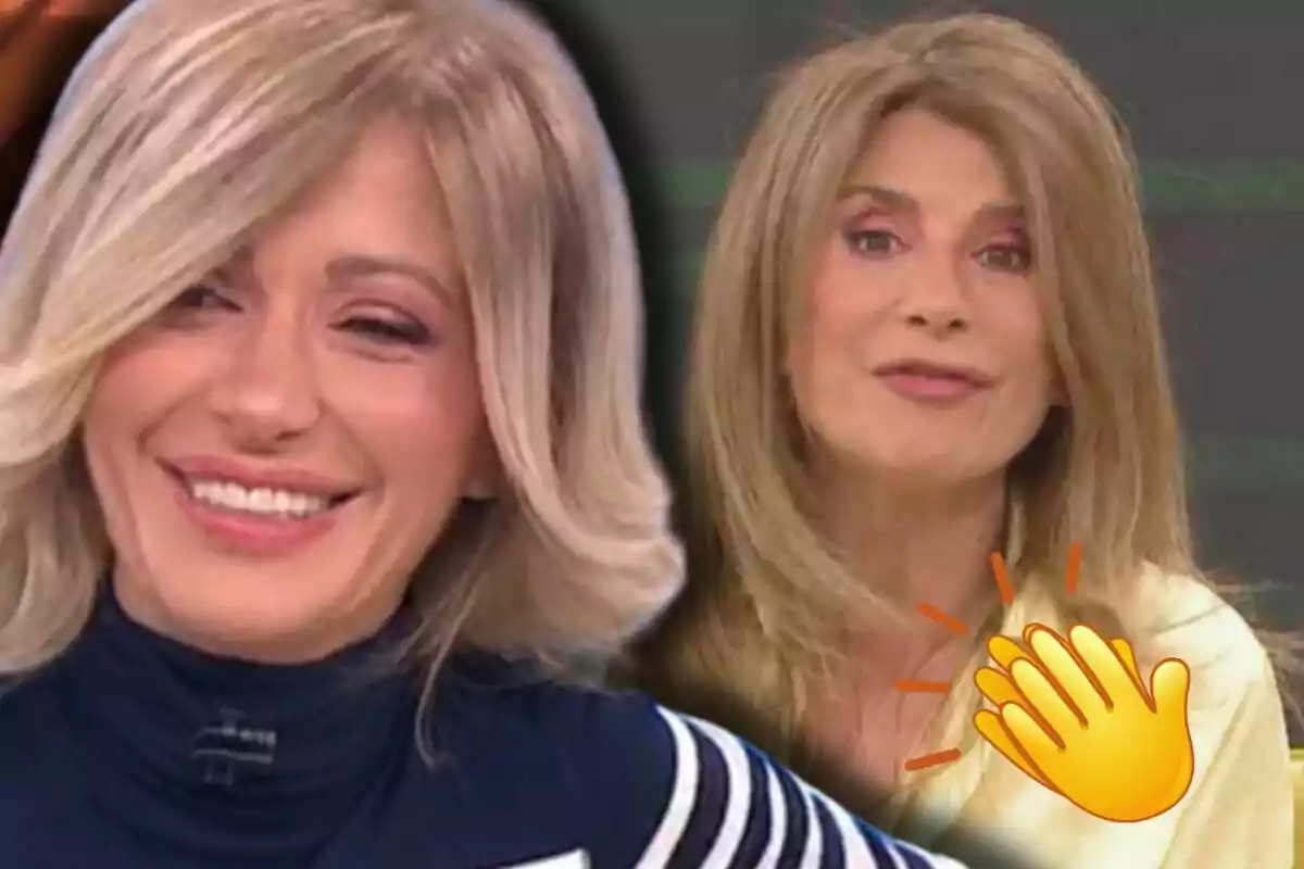 Susanna Griso y Gema López sonrientes en un collage con un emoji de aplauso.