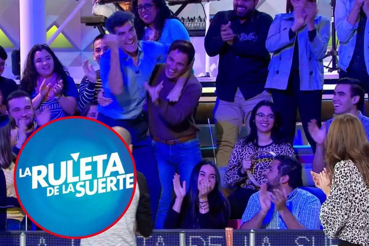 Muntatge amb el públic de 'La Ruleta de la Suerte' i el logo del programa