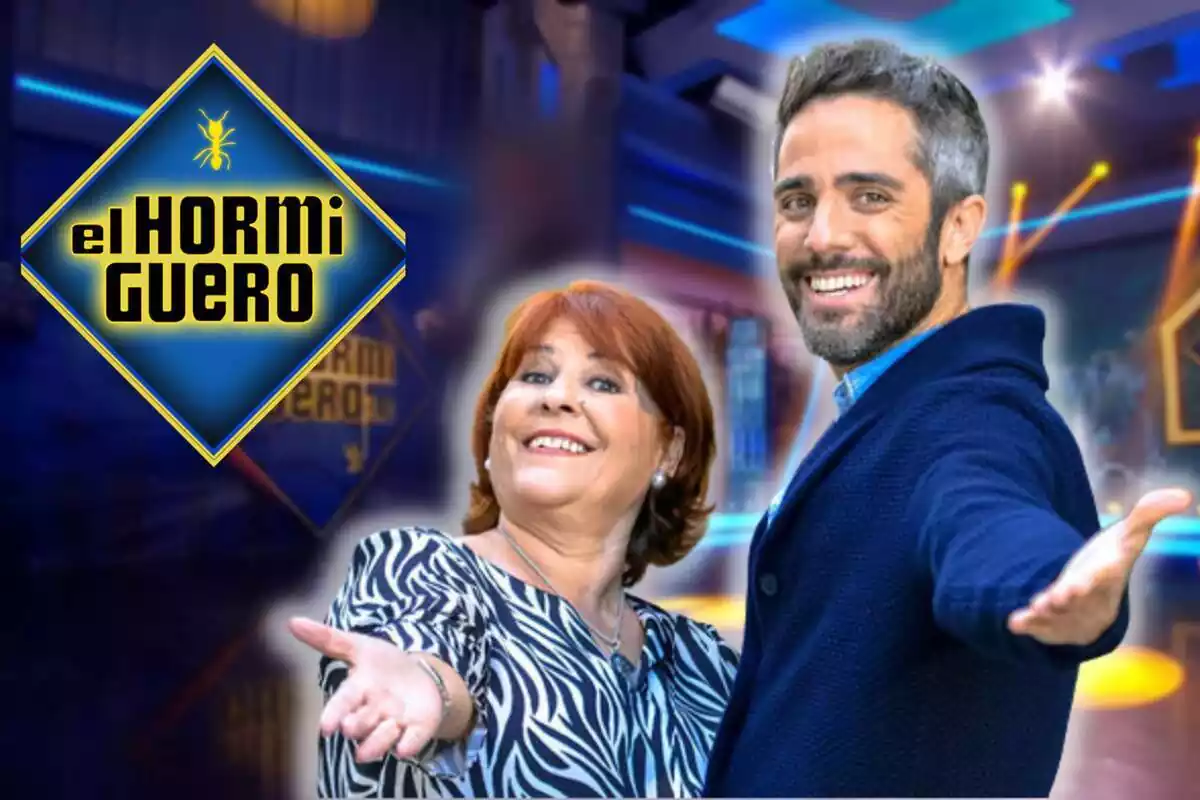 Muntatge de Roberto Leal amb la seva mare, Mercedes Guillén, amb el logotip d''El Hormiguero'