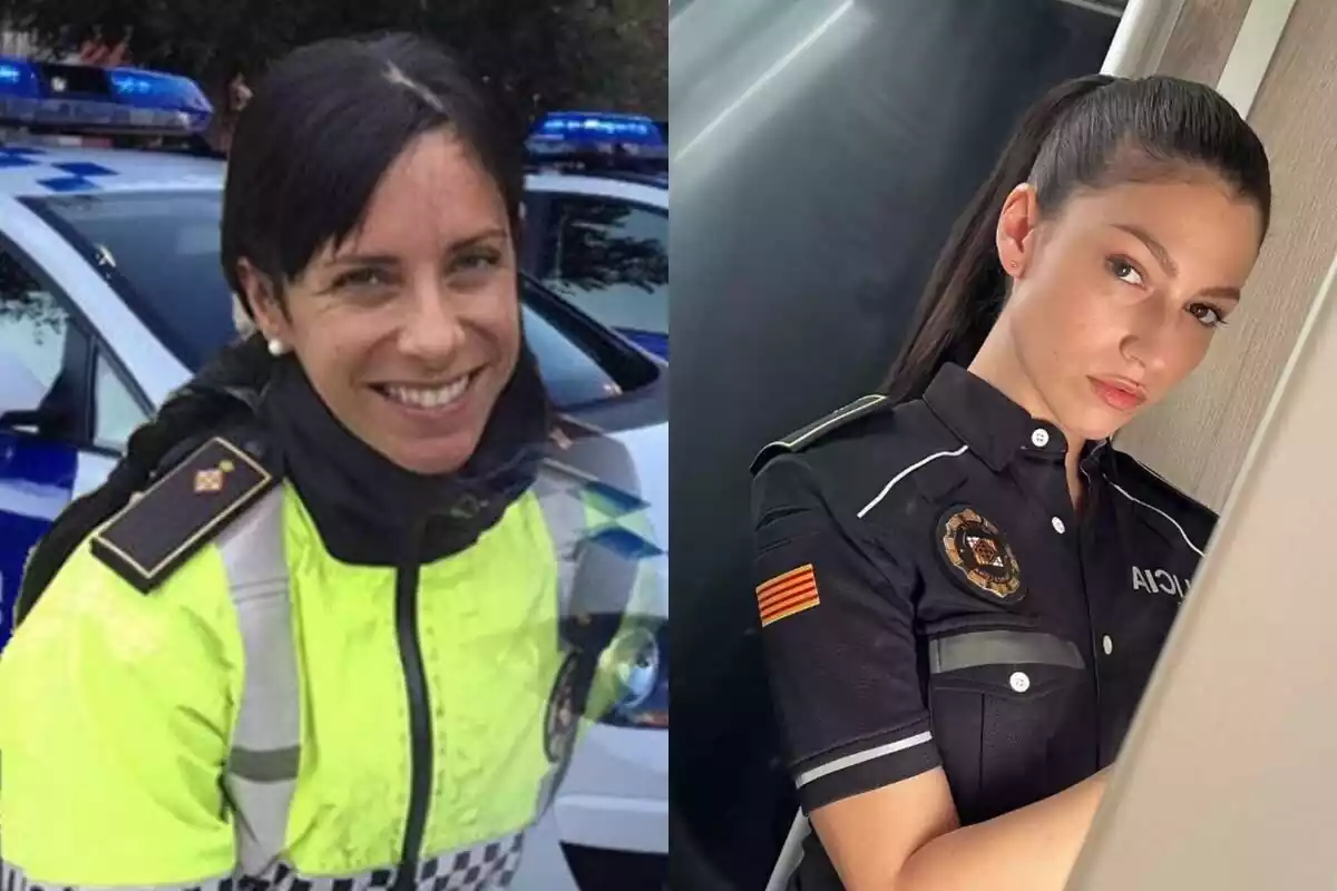 Montaje Rosa Peral y Ursula Corberó vestidas de policía
