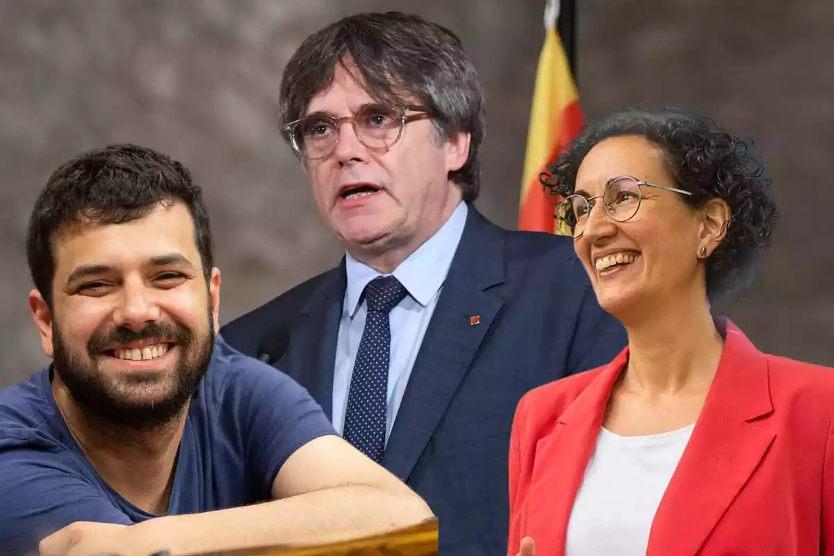 Muntatge de Rubén Wagensberg, Carles Puigdemont i Marta Rovira