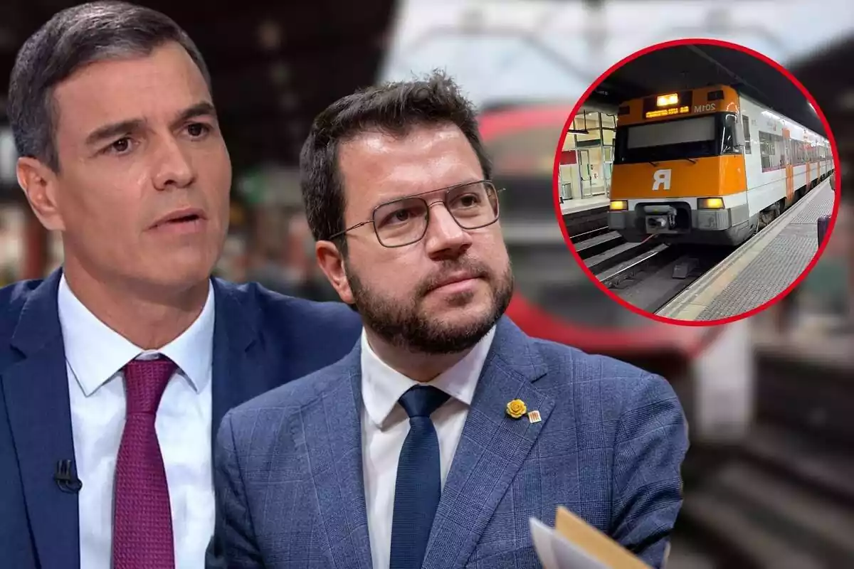 Muntatge de Pedro Sánchez i Pere Aragonès, per la vaga de Renfe