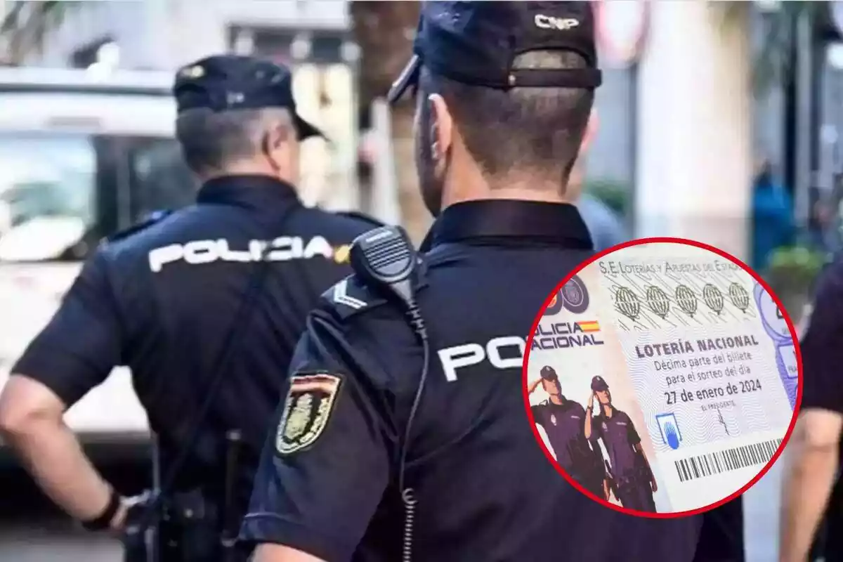 Muntatge de dos policies nacional i un dècim de loteria