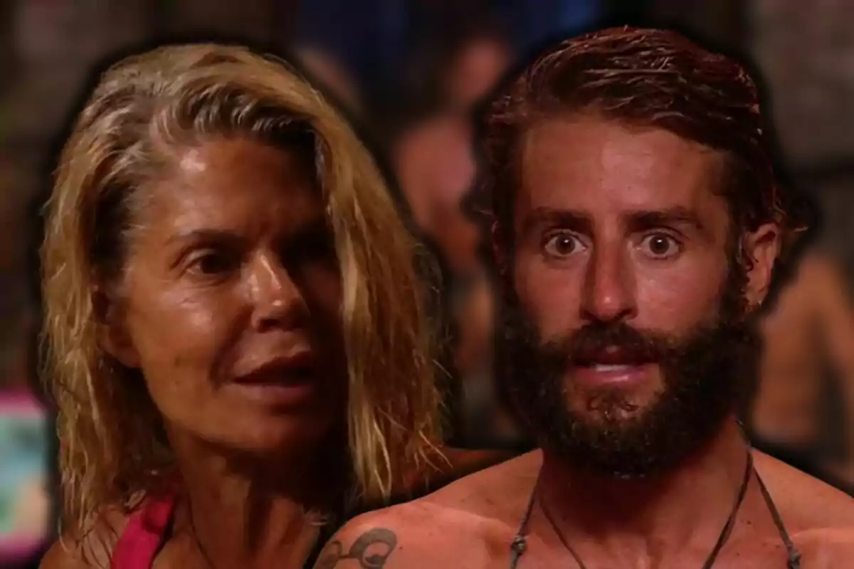 Makoke and Pelayo Díaz with serious and surprised expressions in a reality show setting