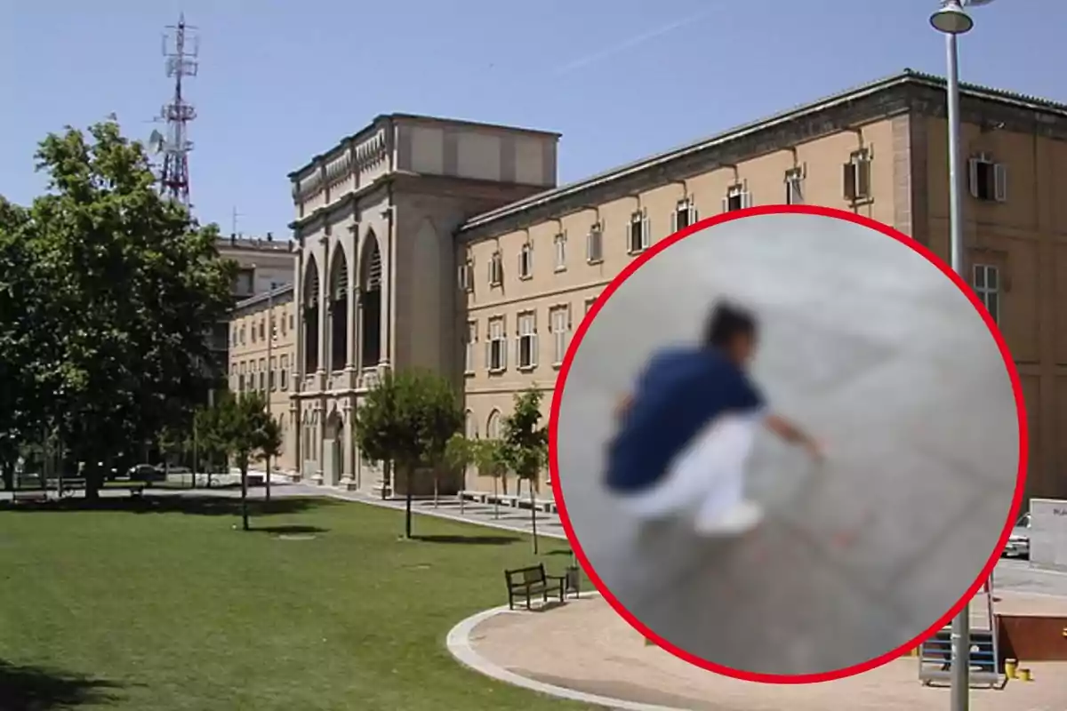 Muntatge de la Universitat de Lleida i una dona de neteja desenfocada