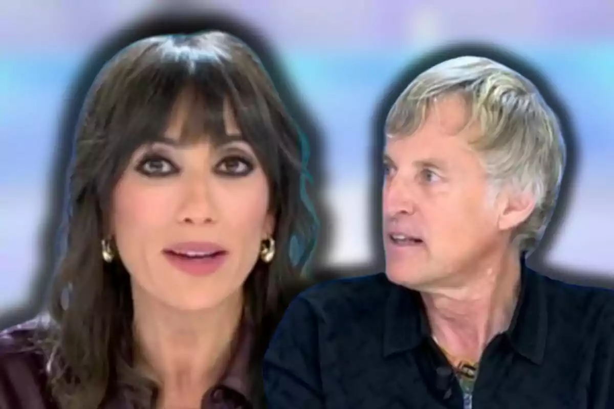 Patricia Pardo and Jesús Calleja in a television studio with a blurred background.