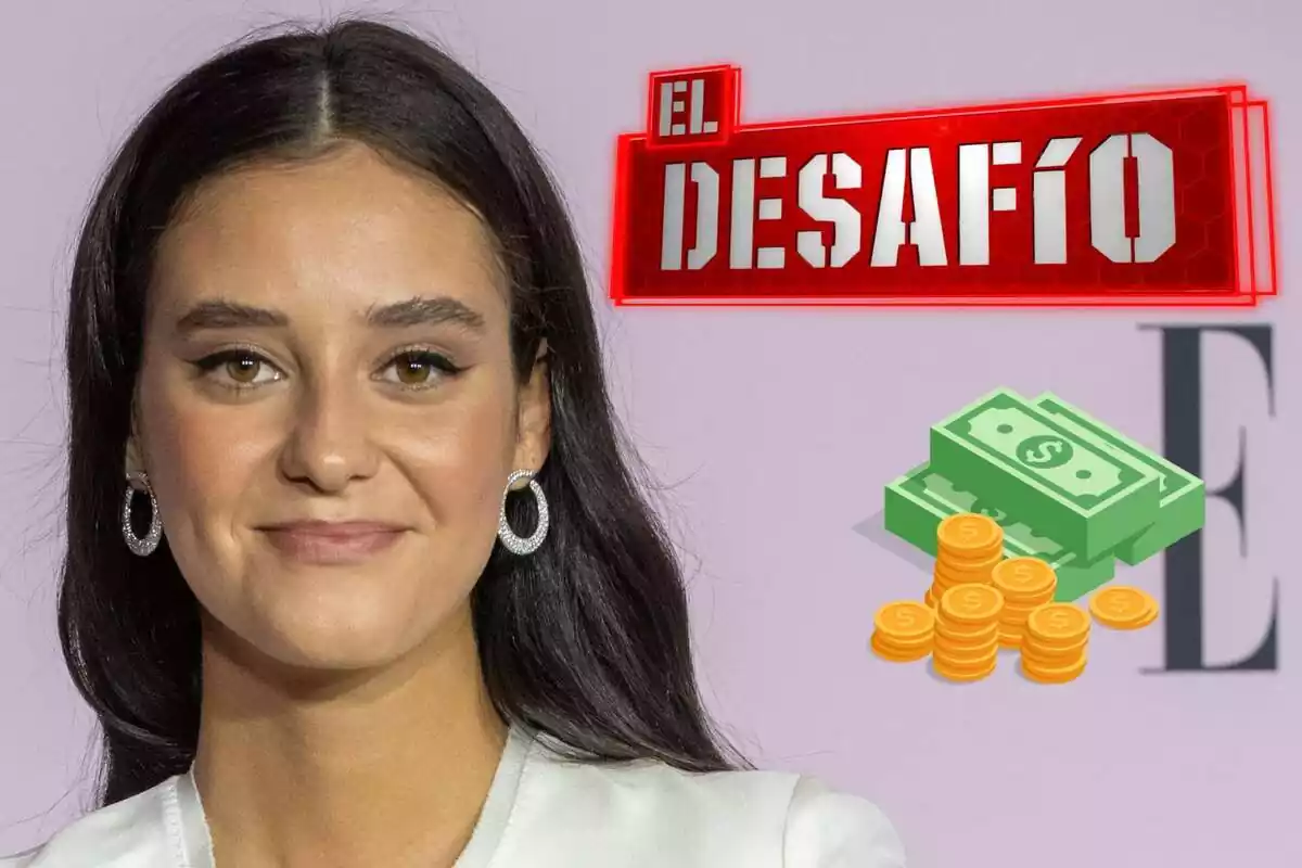 Muntatge de Victoria Federica somrient amb unes arracades de cèrcol, el logo d''El Desafío' i diners