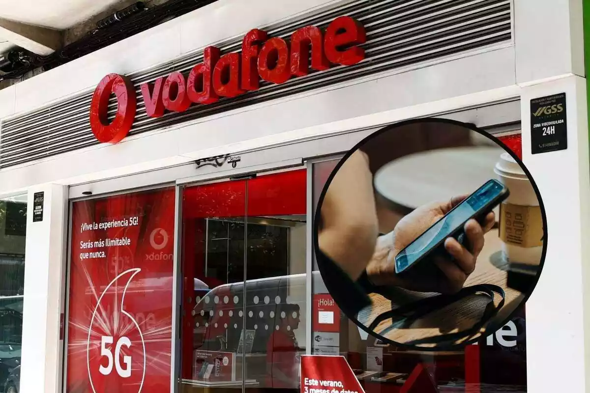 Muntatge de l'entrada de Vodafone i un telèfon mòbil
