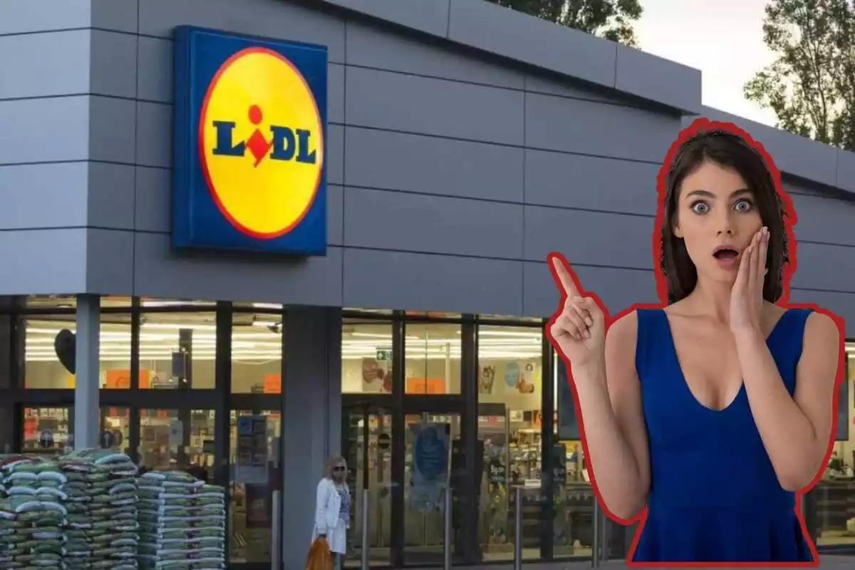 Mujer sorprendida a las puertas de Lidl Mujer sorprendida a las puertas de Lidl