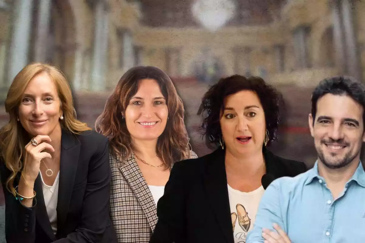 Muntatges amb els números 2 de les principals candidatures, Anna Navarro, Laura Vilagrà, Alicia Romero i Manu Reyes