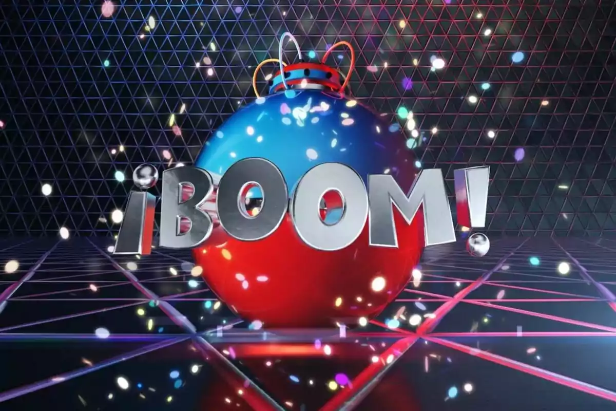 Captura del nou logo de 'Boom!' que és una esfera vermella i blava amb la paraula 