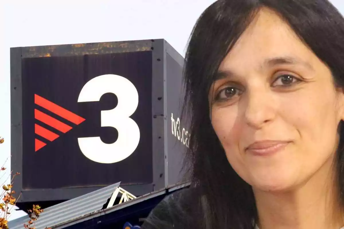 Muntatge fotogràfic amb el cub de TV3 i Sílvia Orriols en primer pla
