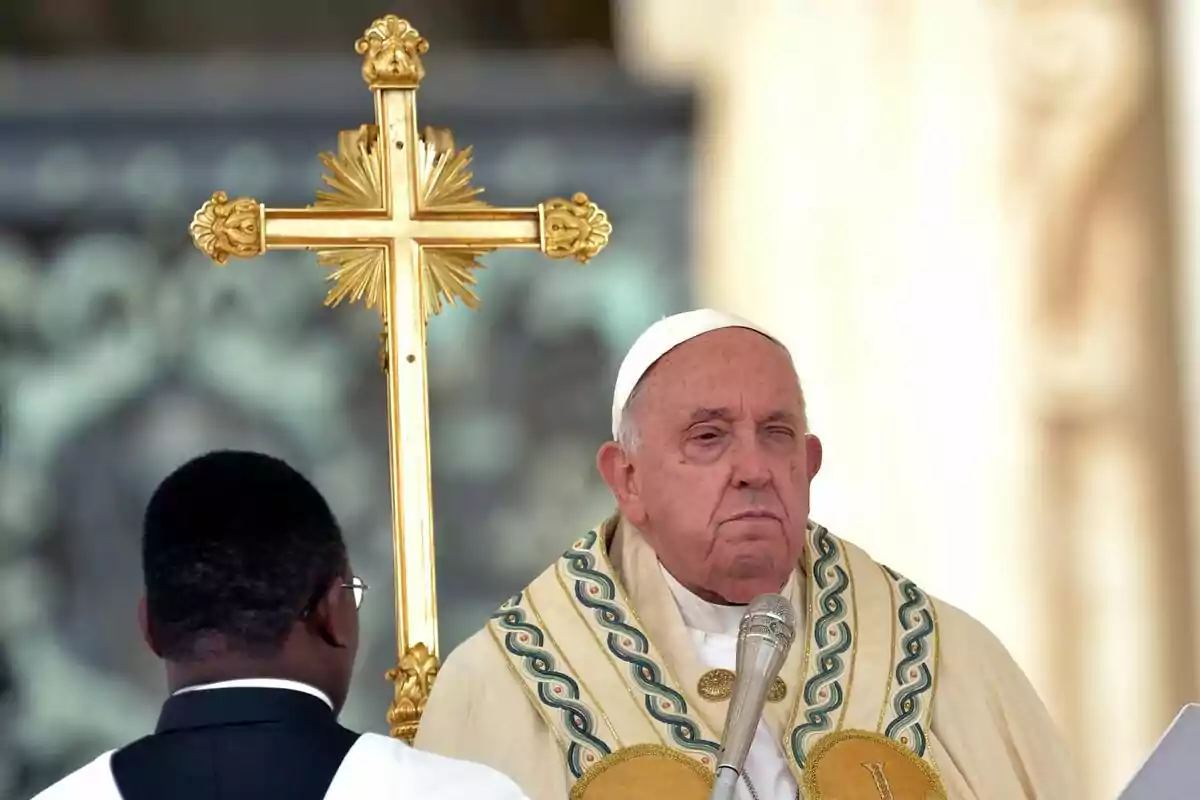 Pope Francis during the proclamation of new saints of the Catholic Church on World Mission Day 2024, at the Vatican, on October 20, 2024.