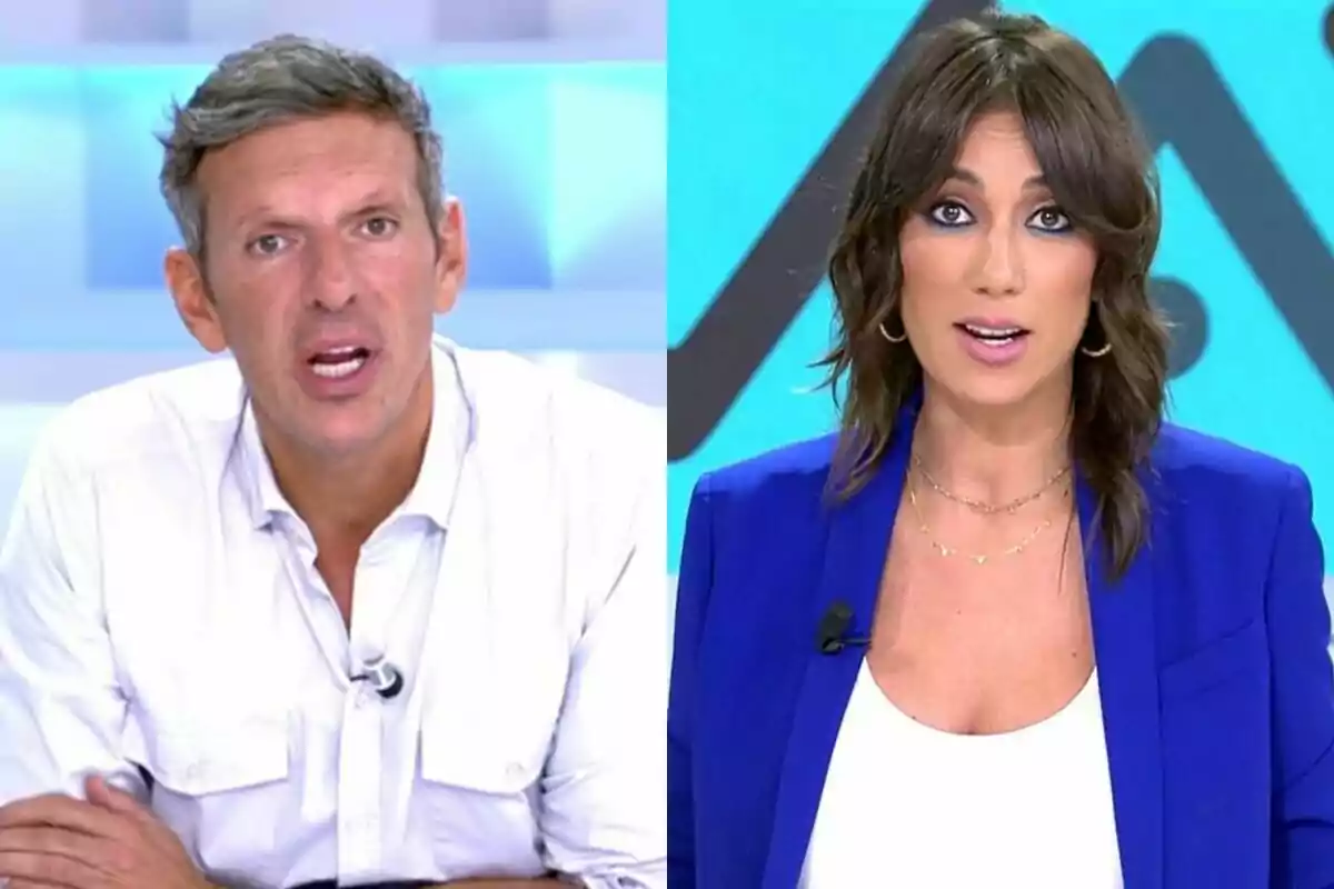 Joaquín Prat y Patricia Pardo en 'Vamos a ver', uno con camisa blanca y otra con chaqueta azul.