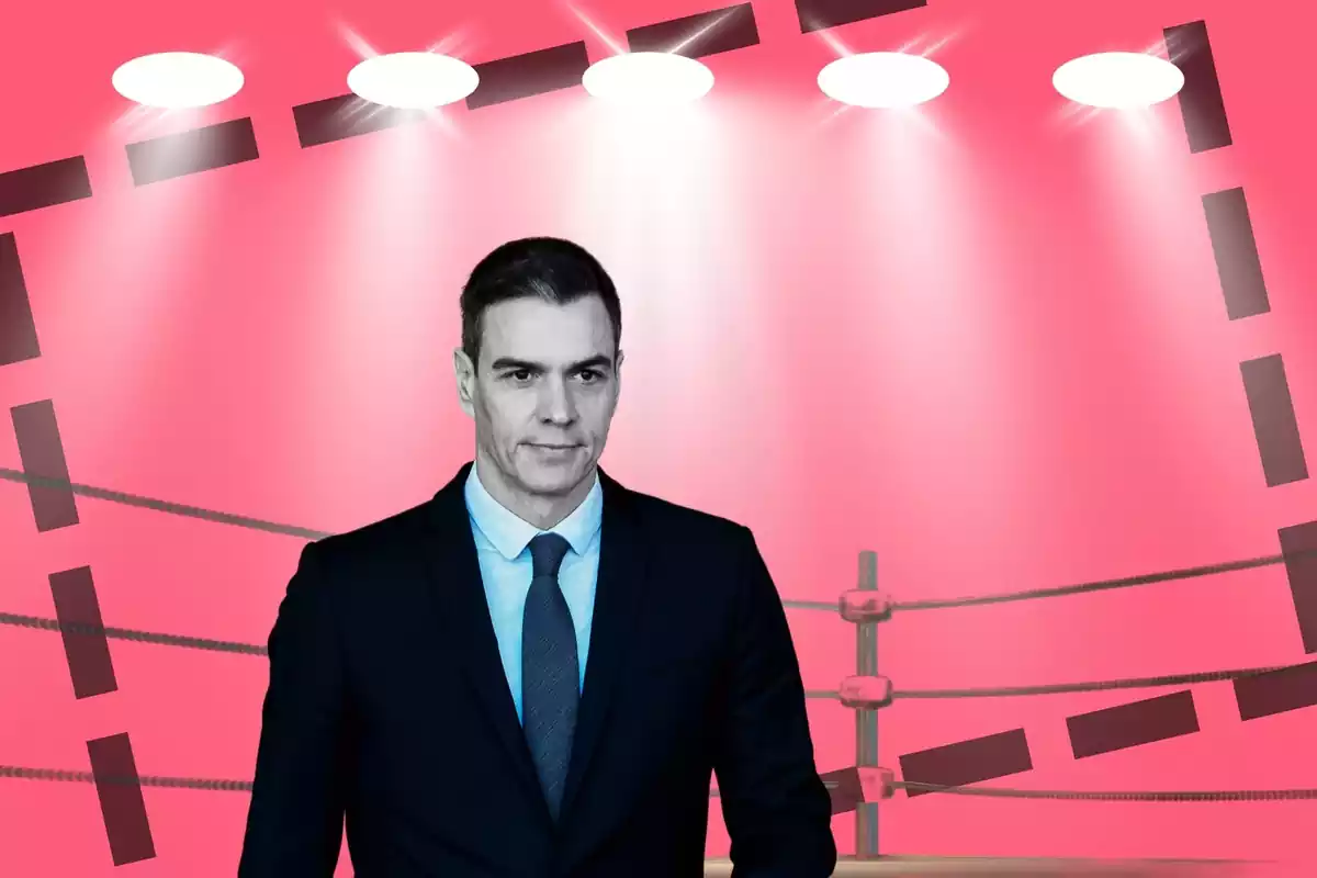 Pedro Sánchez en un ring de boxa