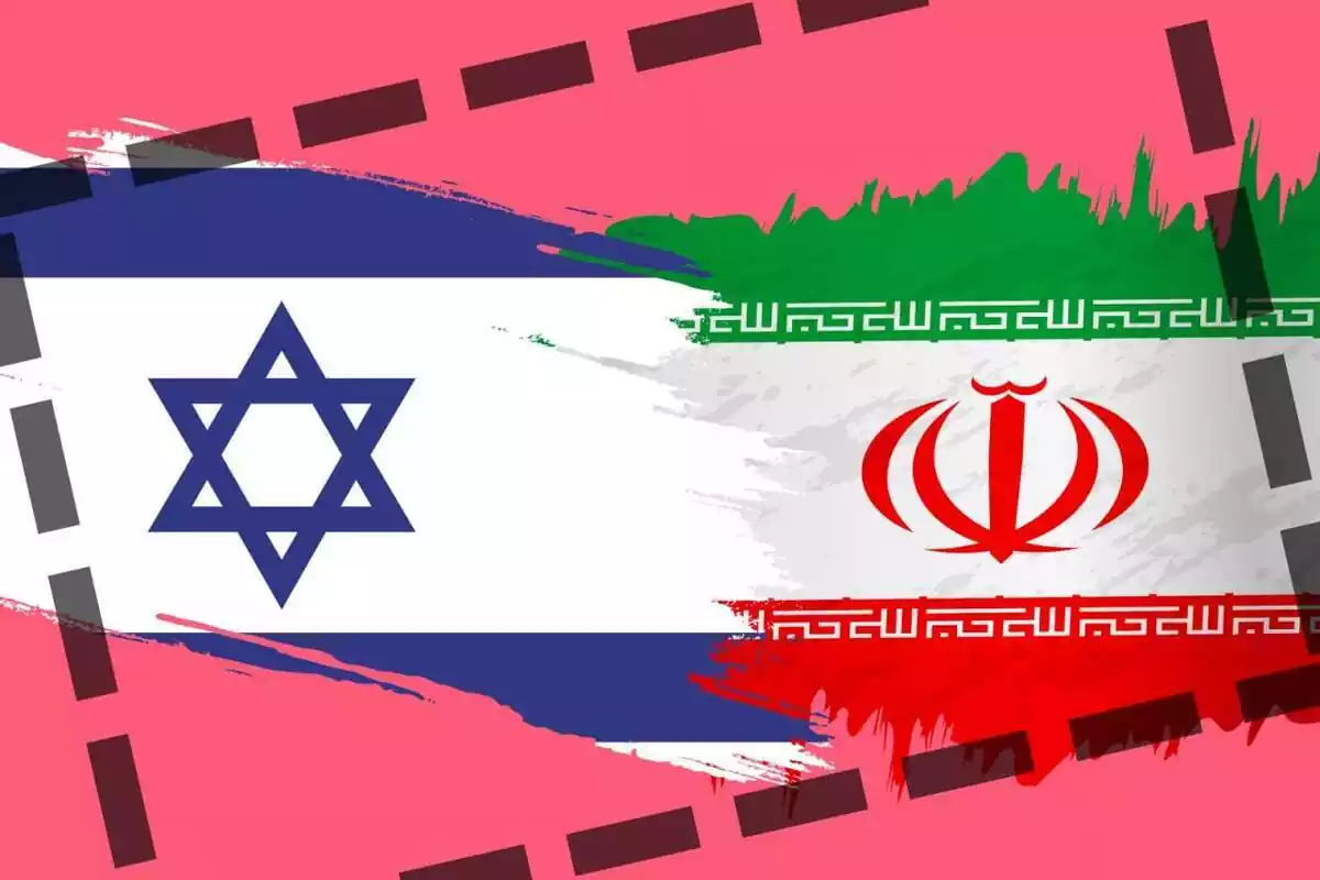 Muntatge de la bandera d'Israel i la de Palestina
