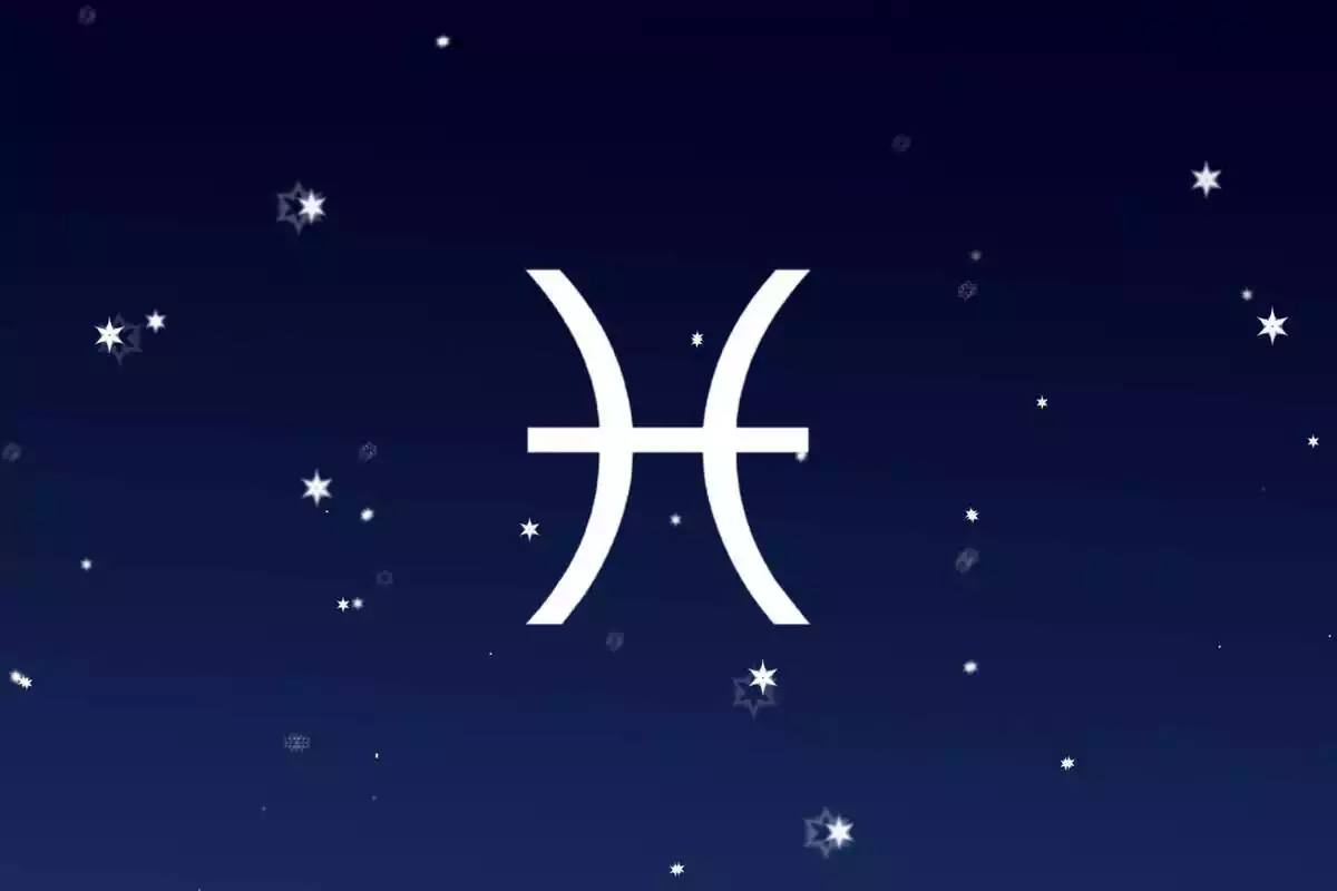 Signe del zodíac Peixos amb un cel amb estrelles de fons
