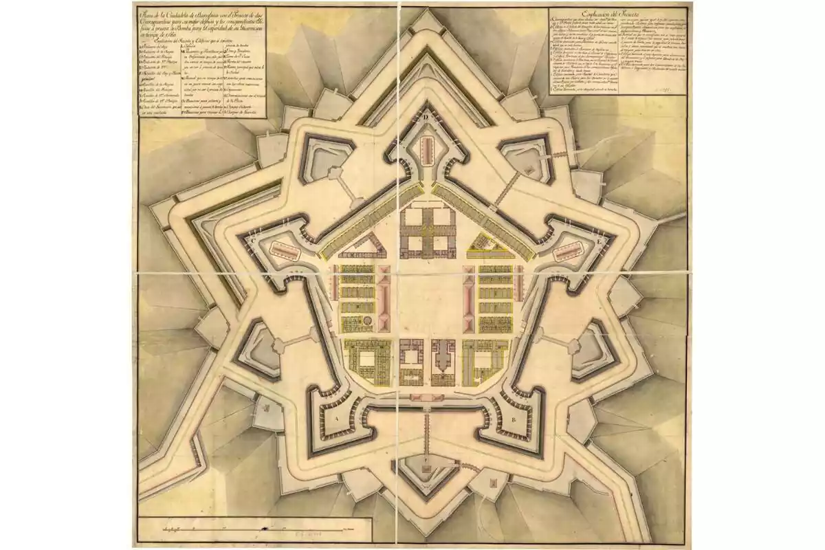 Plànol de la Ciutadella en un document antic de la Biblioteca Virtual de la Defensa Plànol de la Ciutadella en un document antic de la Biblioteca Virtual de la Defensa