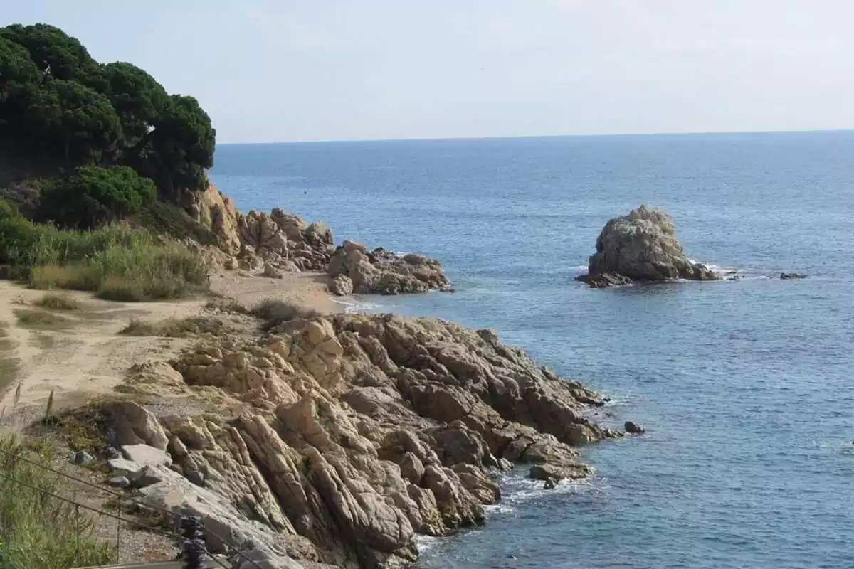 Imatge de la platja de la Rocagrossa, al Maresme