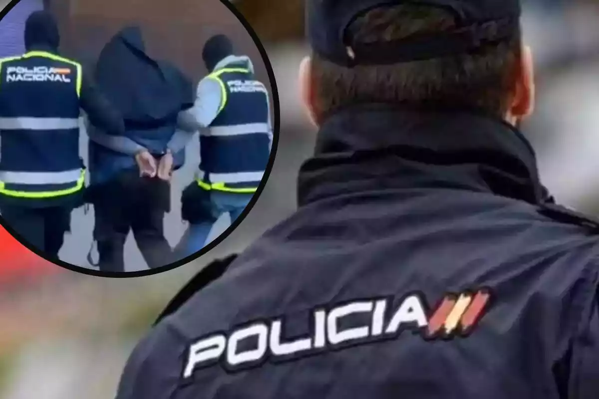 Muntatge d'un Policia Nacional amb l'arrest d'una persona