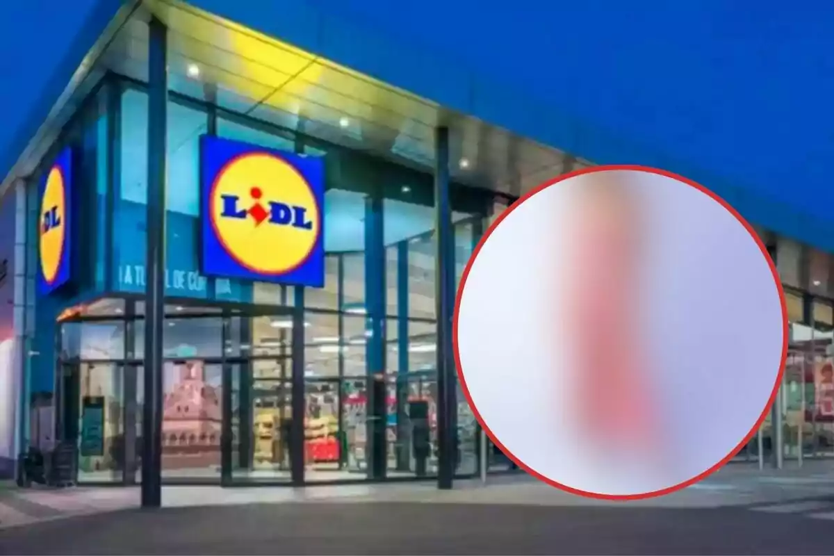 Façana d'una botiga Lidl amb un cercle borrós a la cantonada dreta.