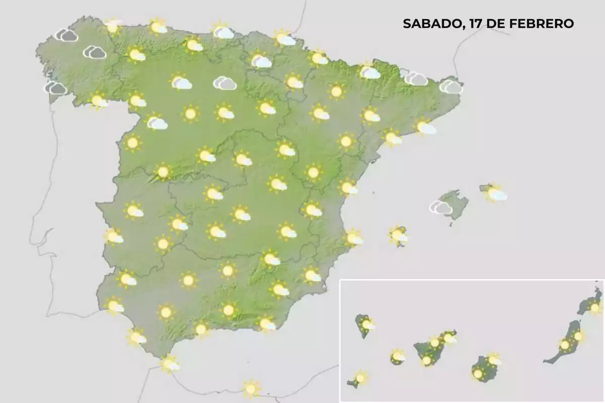 Mapa del temps a Espanya el 17 de febrer Mapa del temps a Espanya el 17 de febrer