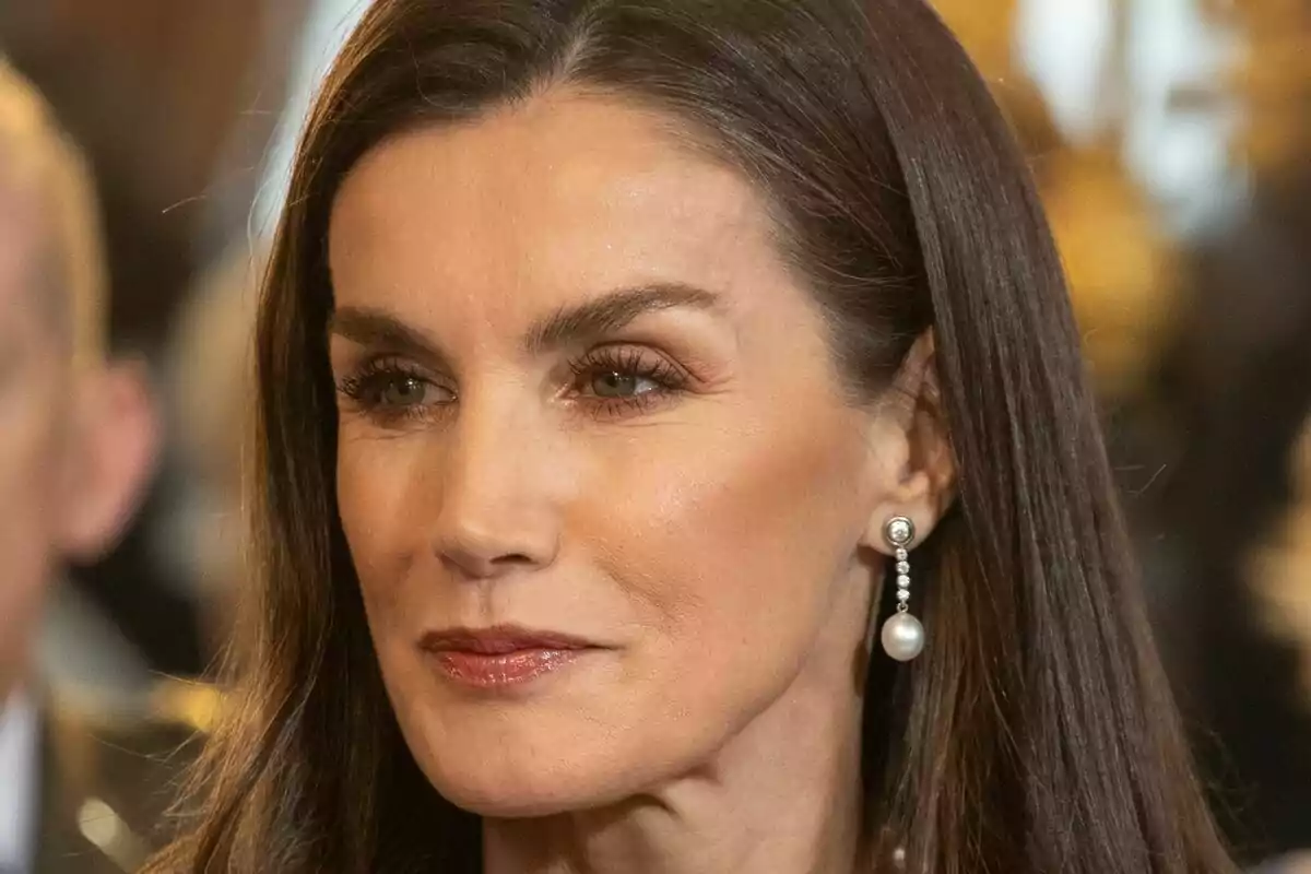 La Reina Letizia, durante la Pascua Militar, en el Palacio Real, a 6 de enero de 2025, en Madrid.