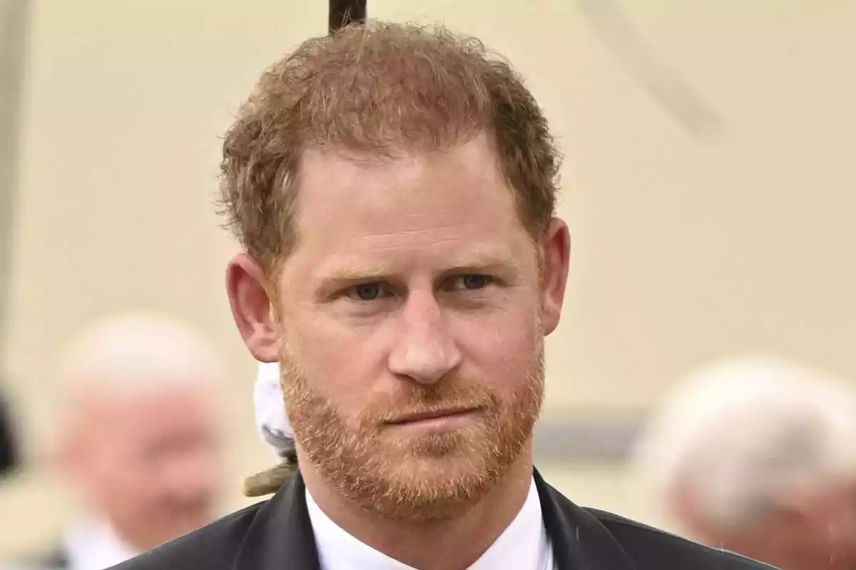 Close-up of Prince Harry with a very serious face