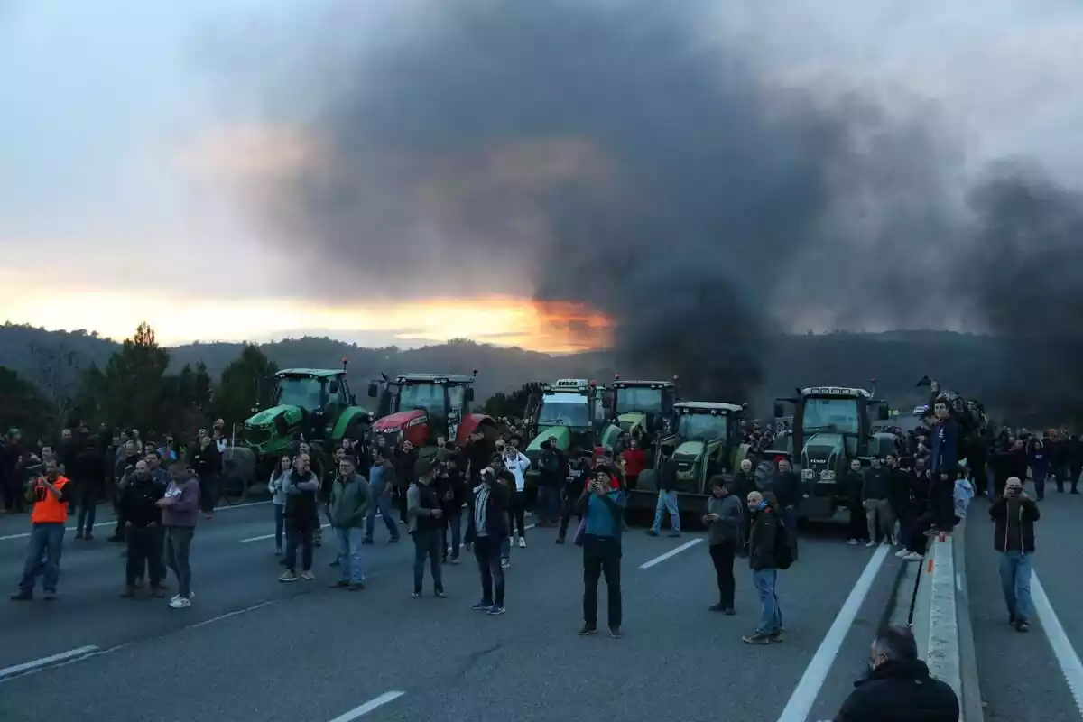 Imatge de les protestes dels agricultors a Catalunya