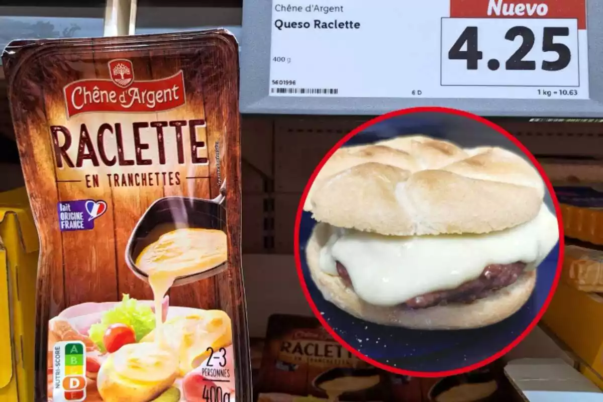 Formatge raclette de Lidl i una hamburgesa